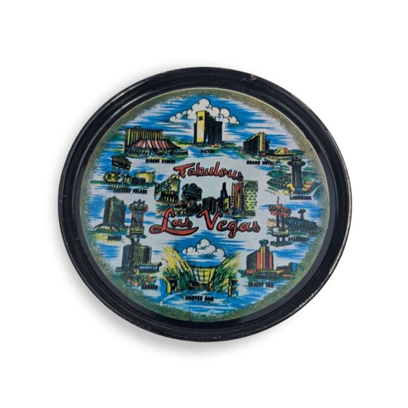 Fabulous Las Vegas 3 in Round Decorative Metal Coaster Vintage Casinos Set of 3 - Picture 2 of 6